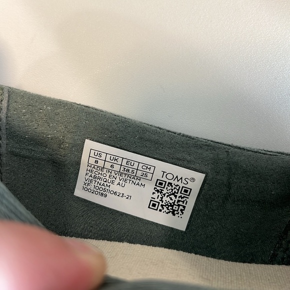 TOMS -‎ Sage green corduroy slip on canvas shoes, 8 main image 5